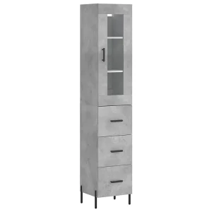 Hoge kast 34,5x34x180 cm bewerkt hout betongrijs Hoge kast 34,5x34x180 cm bewerkt hout betongrijs