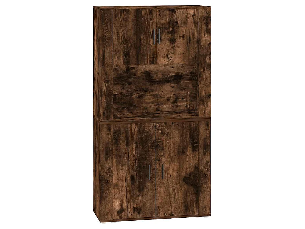 Hoge kast bewerkt hout gerookt eikenkleurig