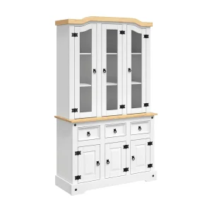 Hoge kast Corona 112x43x196 cm massief Mexicaans grenenhout wit