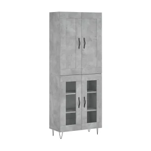Hoge kast 69,5x34x180 cm bewerkt hout betongrijs