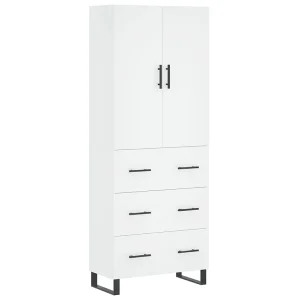Hoge kast 69,5x34x180 cm bewerkt hout wit