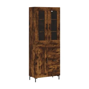 Hoge kast 69,5x34x180 cm bewerkt hout gerookt eikenkleurig