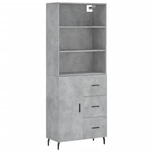 Hoge kast 69,5x34x180 cm bewerkt hout betongrijs Hoge kast 69,5x34x180 cm bewerkt hout betongrijs