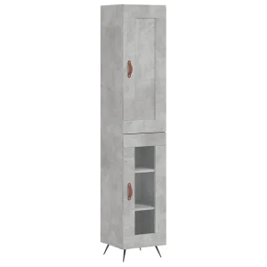 Hoge kast 34,5x34x180 cm bewerkt hout betongrijs Hoge kast 34,5x34x180 cm bewerkt hout betongrijs