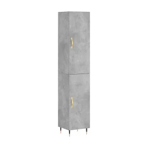 Hoge kast 34,5x34x180 cm bewerkt hout betongrijs Hoge kast 34,5x34x180 cm bewerkt hout betongrijs