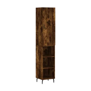 Hoge kast 34,5x34x180 cm bewerkt hout gerookt eikenkleurig Hoge kast 34,5x34x180 cm bewerkt hout gerookt eikenkleurig
