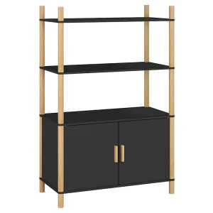 Hoge kast 80x40x121 cm bewerkt hout zwart Hoge kast 80x40x121 cm bewerkt hout zwart
