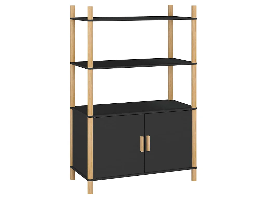 Hoge kast 80x40x121 cm bewerkt hout zwart
