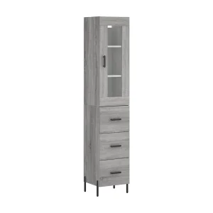 Hoge kast 34,5x34x180 cm bewerkt hout grijs sonoma eikenkleurig Hoge kast 34,5x34x180 cm bewerkt hout grijs sonoma eikenkleurig
