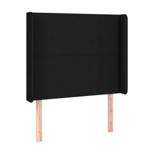 Hoofdbord met randen 83x16x118/128 cm stof zwart