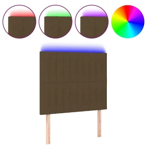 Hoofdbord LED 80x5x118/128 cm stof donkerbruin