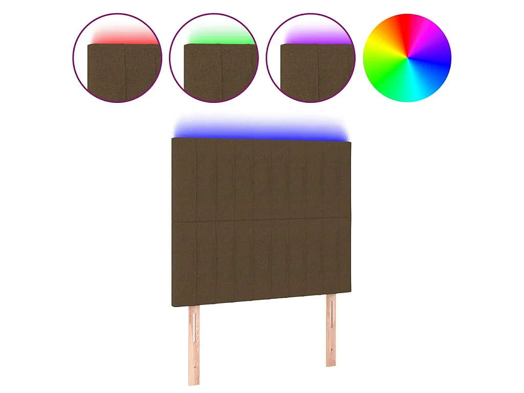 Hoofdbord LED 80x5x118/128 cm stof donkerbruin