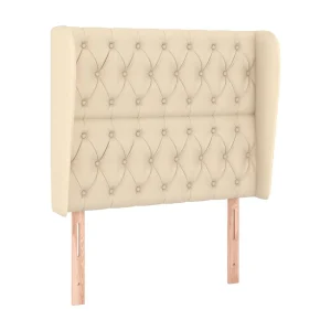 Hoofdbord met randen 93x23x118/128 cm stof crèmekleurig Hoofdbord met randen 93x23x118/128 cm stof crèmekleurig