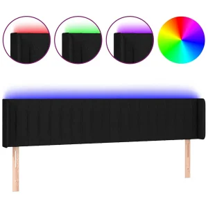 Hoofdbord LED 163x16x78/88 cm stof zwart