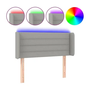 Hoofdbord LED 83x16x78/88 cm stof lichtgrijs