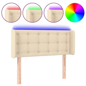Hoofdbord LED 93x16x78/88 cm stof crèmekleurig