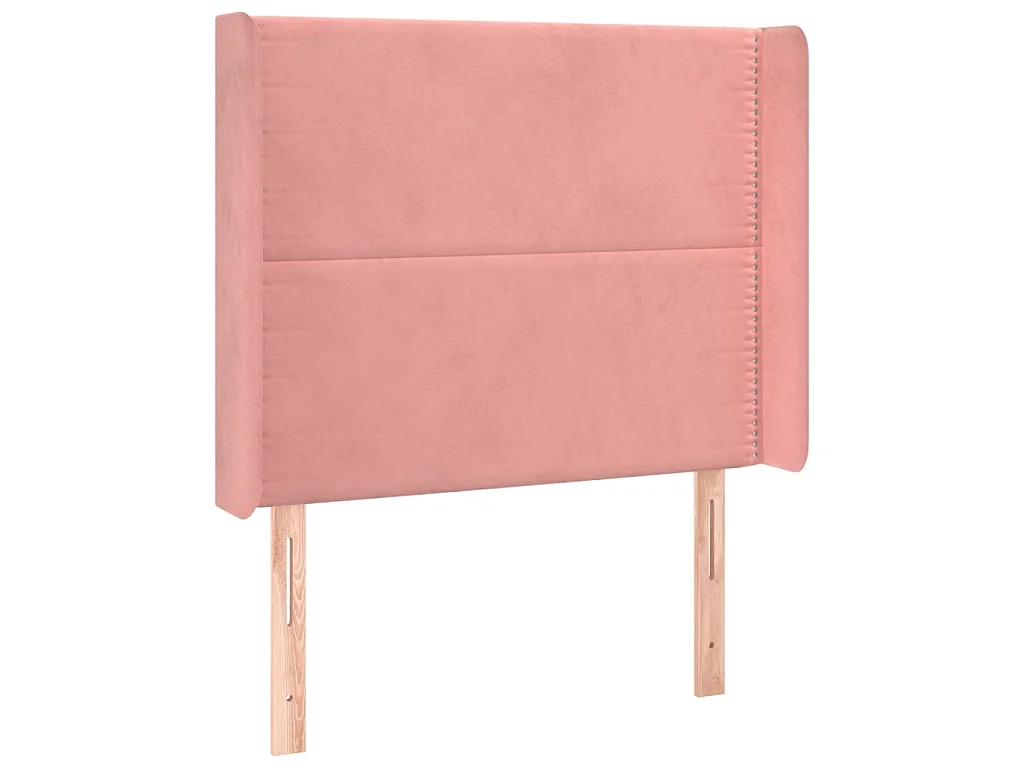 Hoofdbord met randen 83x16x118/128 cm fluweel roze