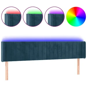 Hoofdbord LED 163x16x78/88 cm fluweel donkerblauw