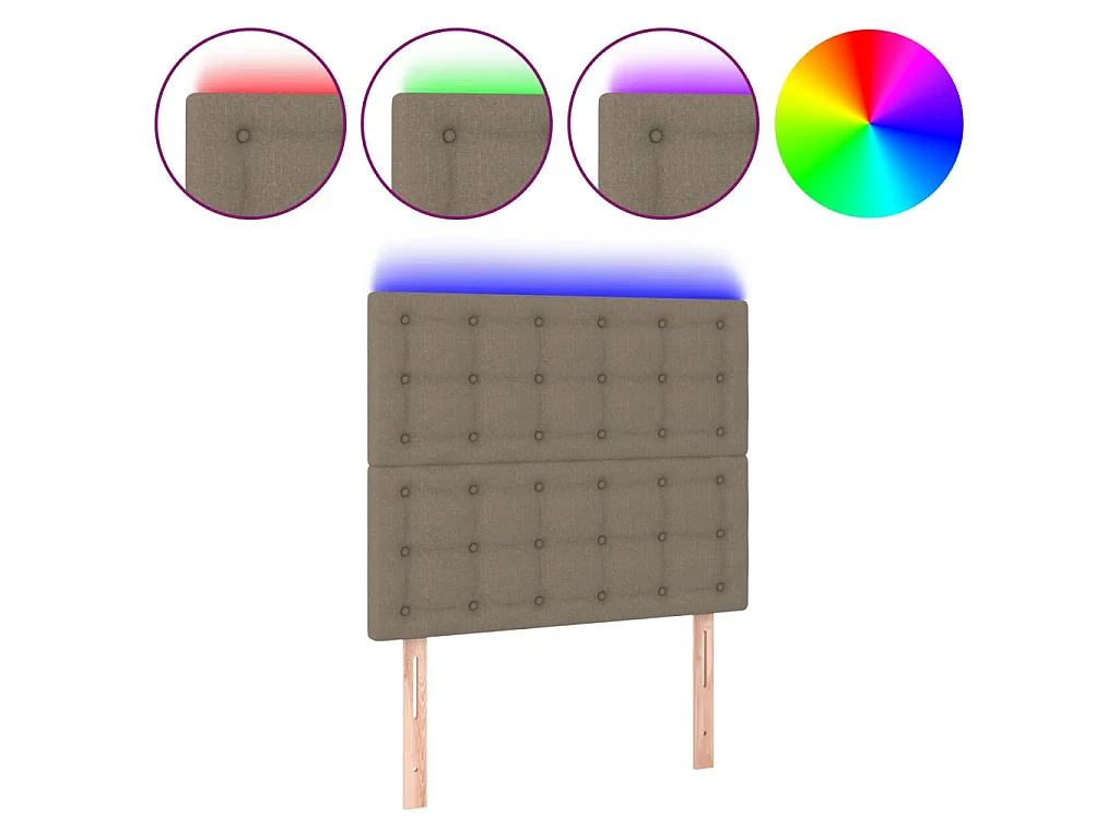 Hoofdbord LED 100x5x118/128 cm stof taupe