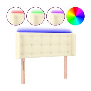 Hoofdbord LED 83x16x78/88 cm kunstleer crèmekleurig