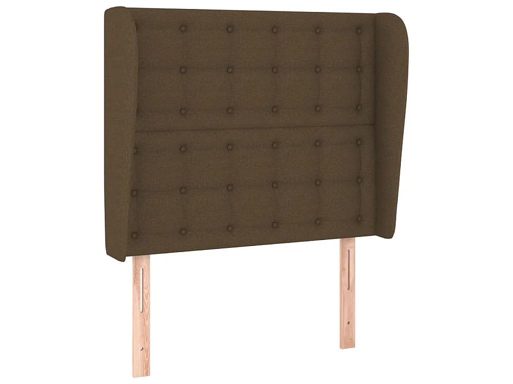 Hoofdbord met randen 93x23x118/128 cm stof donkerbruin