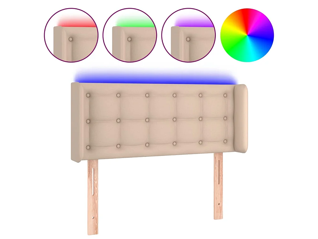 Hoofdbord LED 103x16x78/88 cm kunstleer cappuccinokleurig