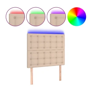 Hoofdbord LED 80x5x118/128 cm kunstleer cappuccinokleurig