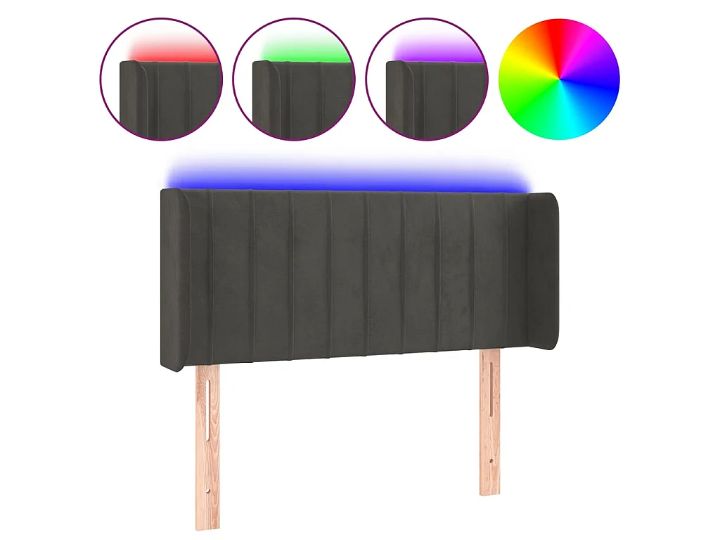 Hoofdbord LED 83x16x78/88 cm fluweel donkergrijs
