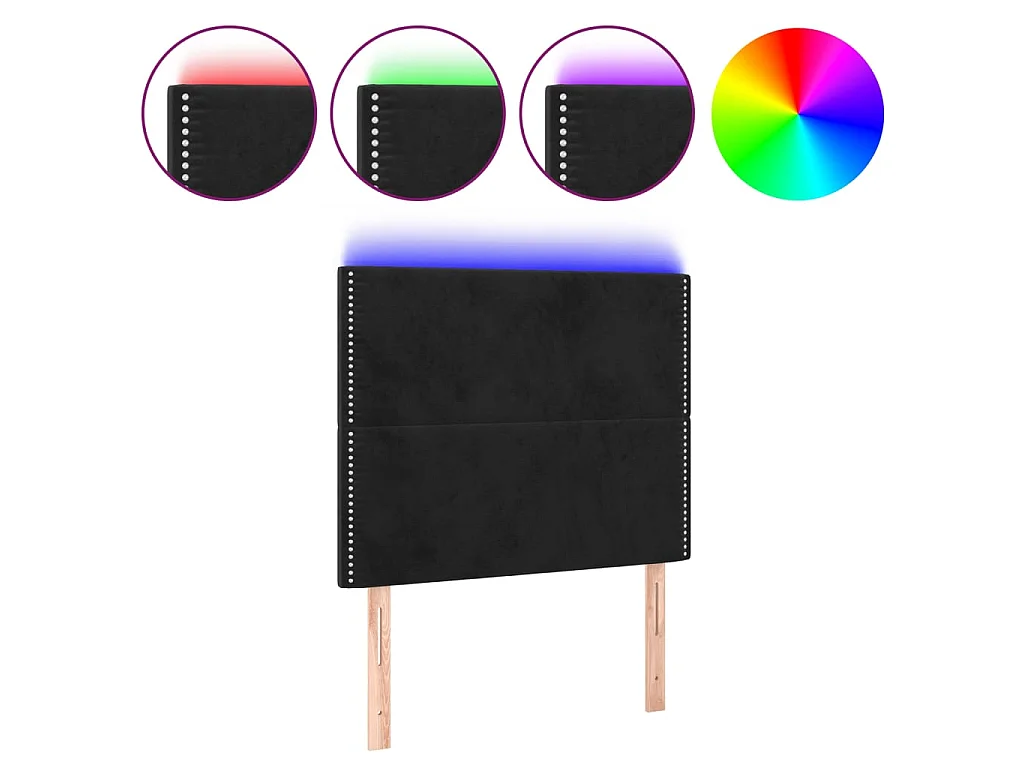 Hoofdbord LED 100x5x118/128 cm fluweel zwart