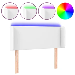 Hoofdbord LED 93x16x78/88 cm kunstleer wit
