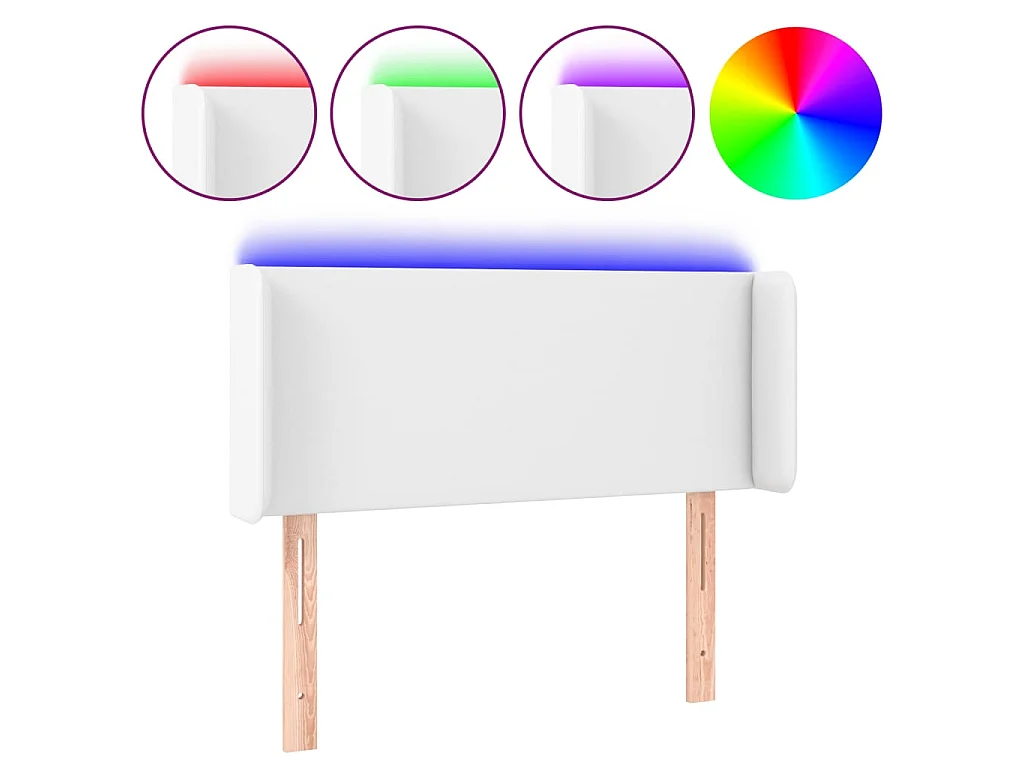 Hoofdbord LED 93x16x78/88 cm kunstleer wit