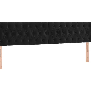 Hoofdbord met randen 183x23x78/88 cm fluweel zwart