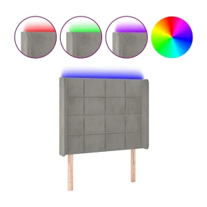 Hoofdbord LED 83x16x118/128 cm fluweel lichtgrijs