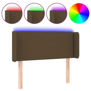 Hoofdbord LED 93x16x78/88 cm stof donkerbruin