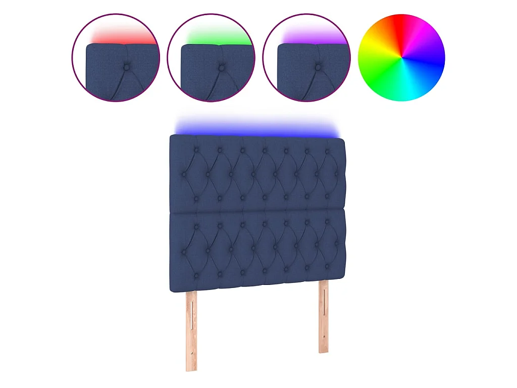 Hoofdbord LED 100x7x118/128 cm stof blauw