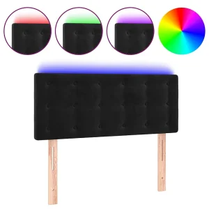 Hoofdbord LED 80x5x78/88 cm fluweel zwart