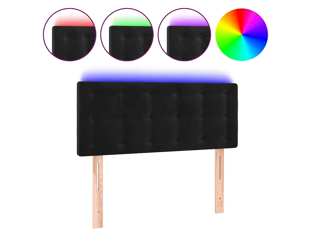 Hoofdbord LED 80x5x78/88 cm fluweel zwart
