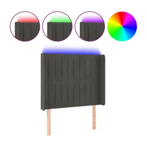 Hoofdbord LED 93x16x118/128 cm fluweel donkergrijs