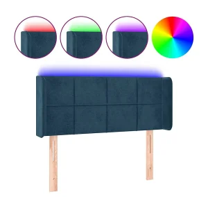 Hoofdbord LED 93x16x78/88 cm fluweel blauw