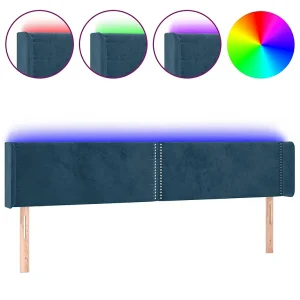 Hoofdbord LED 203x16x78/88 cm fluweel donkerblauw