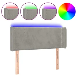 Hoofdbord LED 93x16x78/88 cm fluweel lichtgrijs