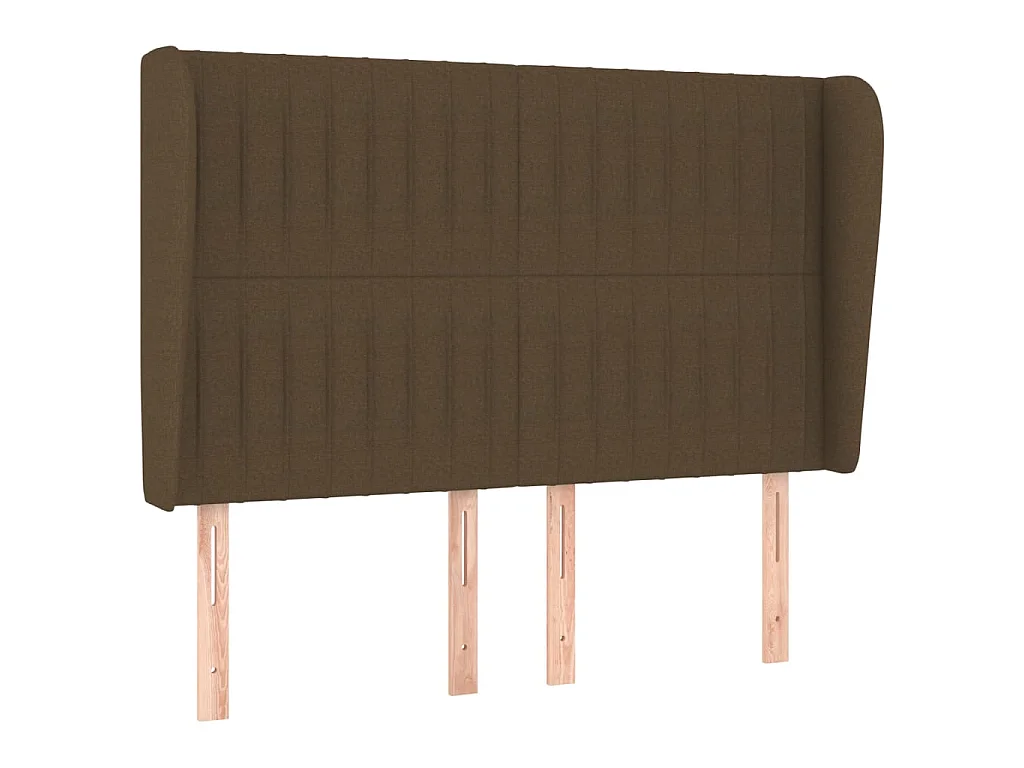 Hoofdbord met randen 147x23x118/128 cm stof donkerbruin