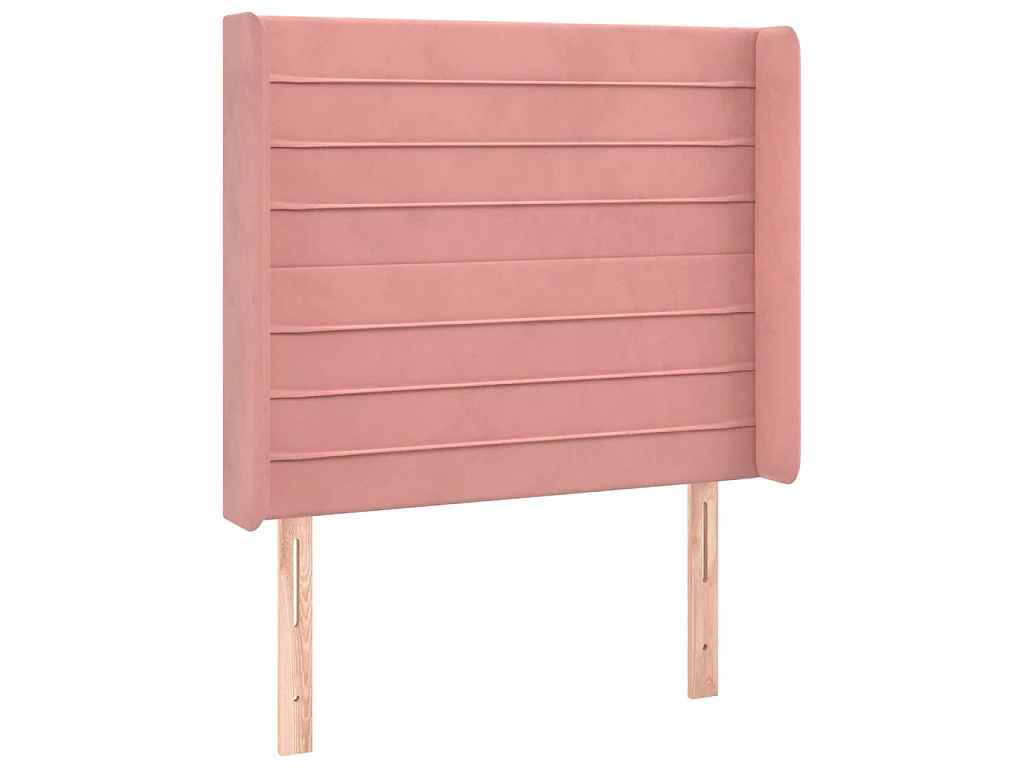 Hoofdbord met randen 103x16x118/128 cm fluweel roze