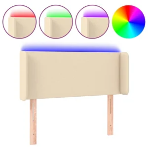Hoofdbord LED 93x16x78/88 cm stof crèmekleurig