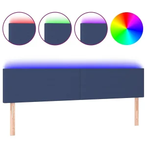 Hoofdbord LED 200x5x78/88 cm stof blauw