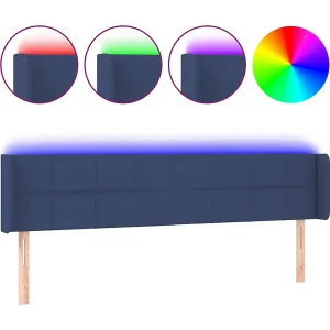 Hoofdbord LED 163x16x78/88 cm stof blauw