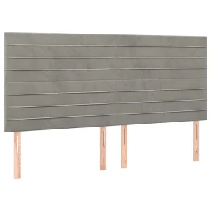 Hoofdbord lichtgrijs 200x5x118/128 cm fluweel Hoofdbord lichtgrijs 200x5x118/128 cm fluweel