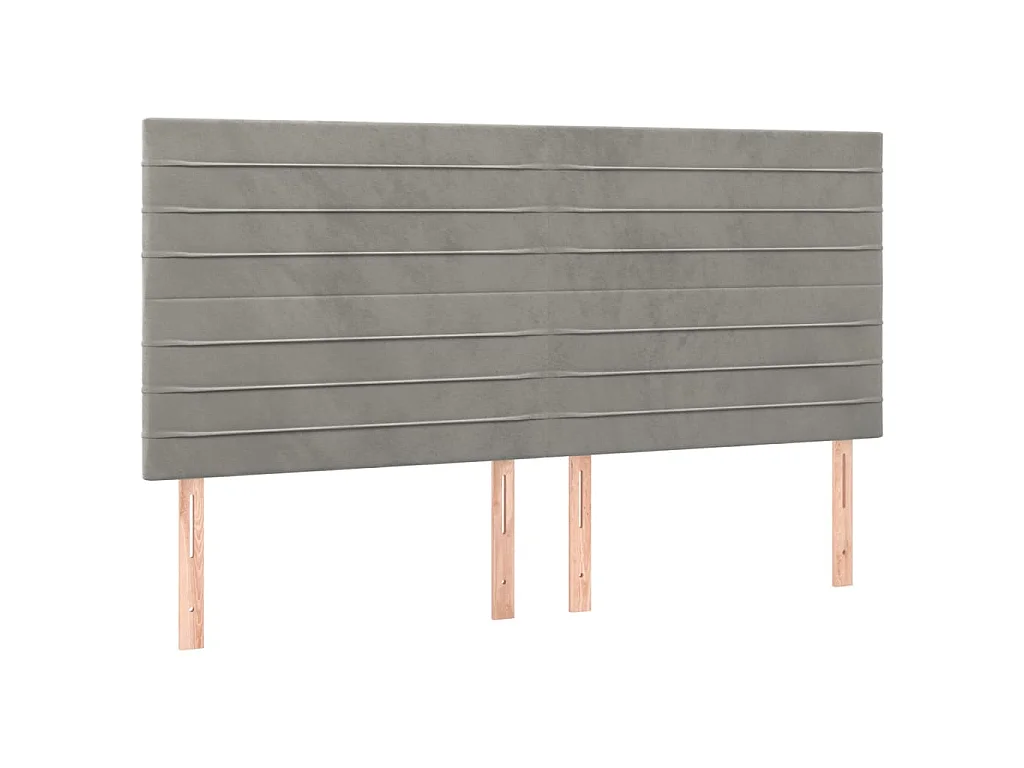 Hoofdbord lichtgrijs 200x5x118/128 cm fluweel