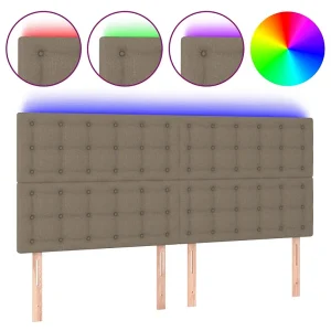 Hoofdbord LED 200x5x118/128 cm stof taupe