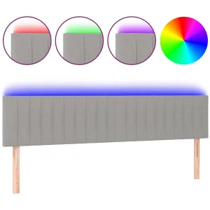 Hoofdbord LED 180x5x78/88 cm stof lichtgrijs